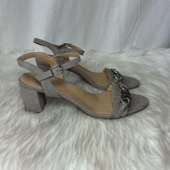 Naturalizer Bristol 2 Taupe Block Heel Chain Detail Heels Sz 8 - Picture 3 of 7
